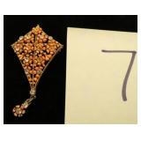 VINTAGE KITE BROOCH, 5 MISSING RHINESTONES
