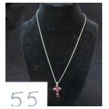 RED STONE NECKLACE IN SHAPE OF A CROSS