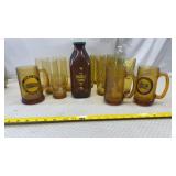 Vintage Amber Qt Glass Marble Farm Dairy Milk Btl