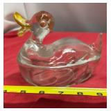 Vintage Depression Glass Duck Candy Dish Two