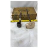 Vintage San Felice Cigar Box and 2 Pipes, Kiki