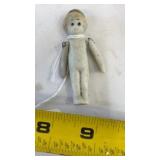 Vtg Bisque Yellow Hair Jointed Figurine Made in