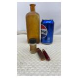 Antique Fluosal  Amber brown bottle, Small