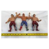 3-Vintage LJN wrestling WWF 1984  rubber 8"