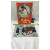 Vtg Red Rock Cola Babe Ruth TIN SIGN metal poster