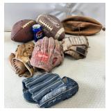 Vtg Ball Gloves & Footballs