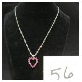 HEART NECKLACE W/16 RUBY STONES