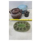 Vintage USA Pottery brown glaze 6" BEAN POT  2