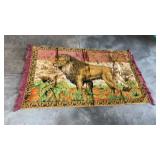 Vintage African Lion Velvet Velour Tapestry Wall