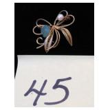 JADE & PEARL GOLD TONE CANNETILLE FILIGREE