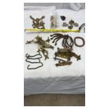 Vtg Cabinet Pull Handles, Curtain Guides,