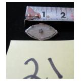 ART DECO CAMPHOR GLASS PIN 1 1/2" X 3/4"