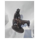 Chalk statue cowboy on horse 11 and 1/2 in tall