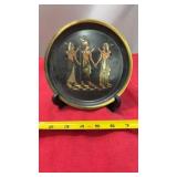 Egyptian Brass Wall Decor Plate Black Gold Lotus