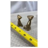 2-Vintage Mid Century Modern Brass Cat Heavy