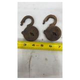 2-Antique Yale Six Lever Skeleton Key Round