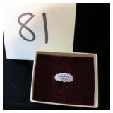 SMALL RING W/3 AQUAMARINE STONES IN THE