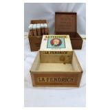 GRAVE & SON WOODEN CIGAR BOX WITH 25 GLASS TUBES