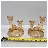 Carnival glass candle holders