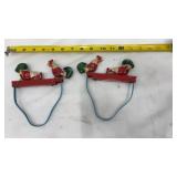 Vintage Tin Litho Pecking Eating Roosters