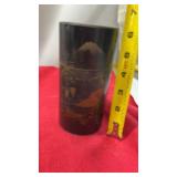 Vintage Japanese Painted Mt. Fuji Tin Tea Caddy