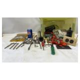 Tote with lid full of Wiring, Various Tools and