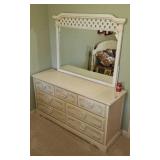 Large white dresser with mirror.