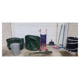 Leaf bags, brooms,  trash cans