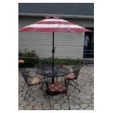 Expanded steel patio table with 4 chairs and