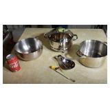 Stainless steel pots & pans, candy thermometer