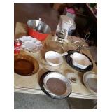 Pie plates, coffee maker, Corning Ware