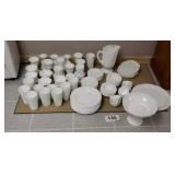 Large set  of Milk glass dinnerware