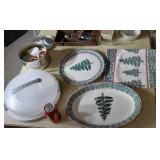 Christmas dishes, zinc jar lids, stainless