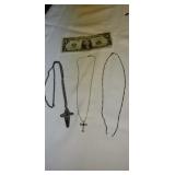 3 Sterling Necklaces (2 with crosses)