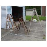 3 Wooden Ladders 4, 5,6 foot