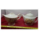 Handpainted glazed Teapots some chips