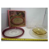 Indiana glass serving trays and bowls