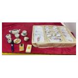 Tea Set porcelain, perfume blue bottle