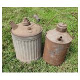 Two old coal oil cans Handlan St.Louis  & ribbed.