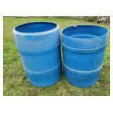 Two plastic barrels
