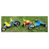 Police cycle has damage on front tire and two