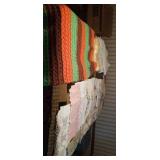 Afghan, handy work pillow cases, table runners