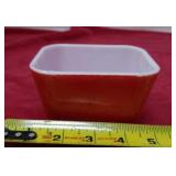 Small red Pyrex Refrigerator dish 1 1/2 cups