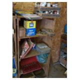 37 x 55 x13 inch wooden shelf w contents