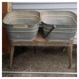 Wheeler Galvanized double Wash Stand w hoses