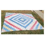 68 x 73 Diamond Pattern Hand Sewn Quilt has