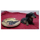 Dachshunds plate and indoor outdoor statue USA