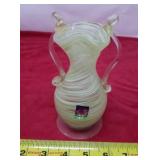 Mursno Green Glass Vase Handmade 6 inches tall