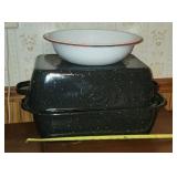 Granite Ware Rooster & Emanel Ware Bowl