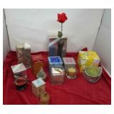 Avon candles, vases w boxes